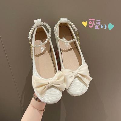 Vent doux chaussures simples femmes été nouveau bouche peu profonde nœud perle super fée chaussures Doudou sens du design chaussures en tissu semelle souple tendance