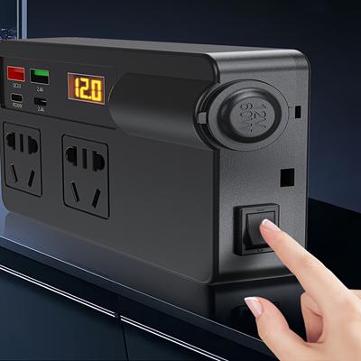 Multifunction Car Power Inverter DC 12V/24V To AC 220V Converter with QC3.0 Fast Charging and Type-C Port