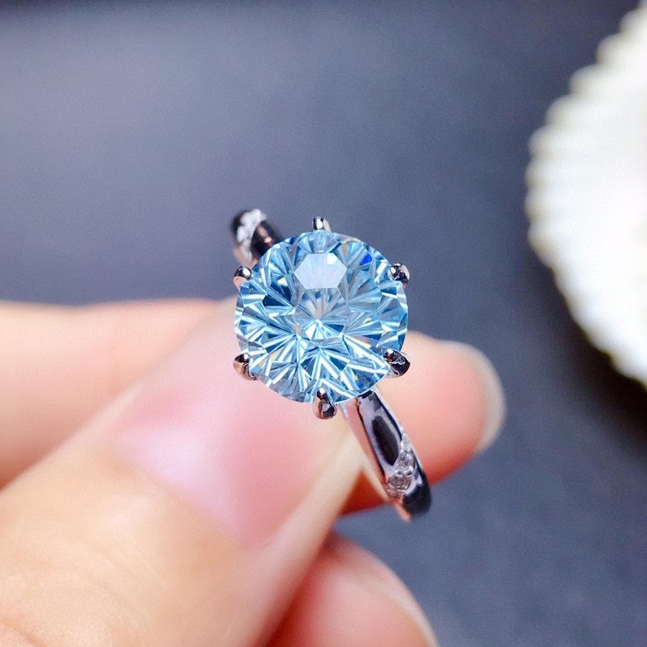 

5 Carats, New Simple and Fashionable Fireworks Cut Turtle Face White Diamond Opening Ring Female, Ring 2026 Resizable