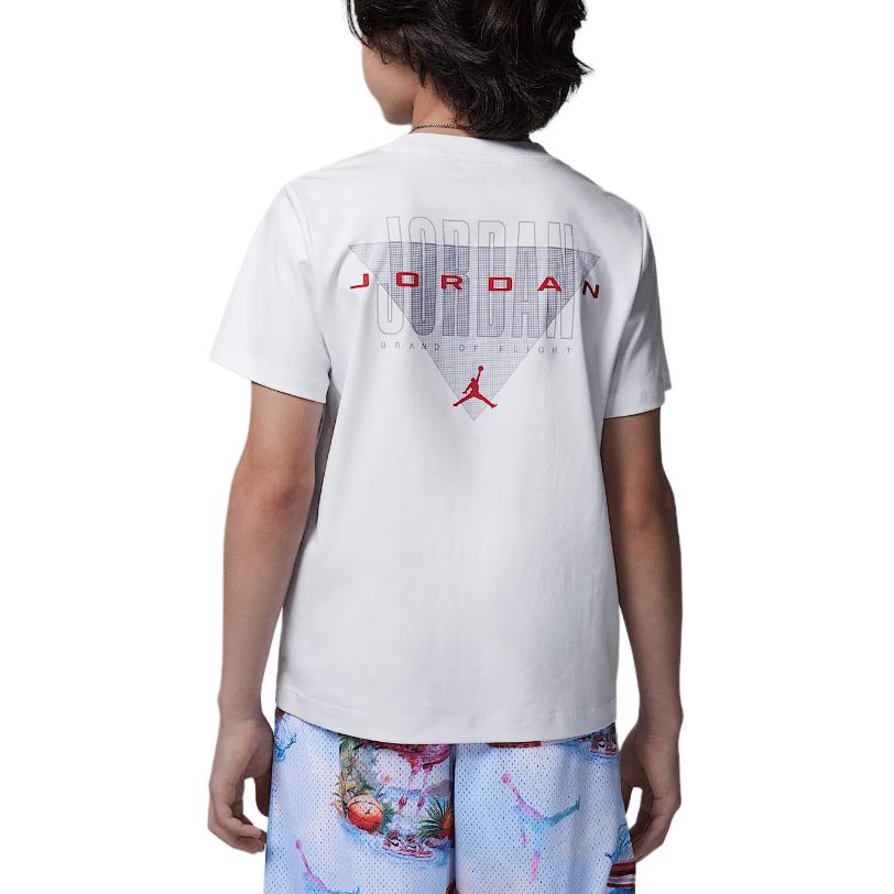 Jordan T-Shirt Triangle Offense Casual Crew Neck Short Sleeve Kids Tops White II3102-100