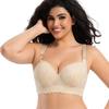 Large-sized Lace Bra Women's Seamless Sexy Underwear Gathering Bra Breast Retraction Anti-sagging Underwire Bra Deep V Bra