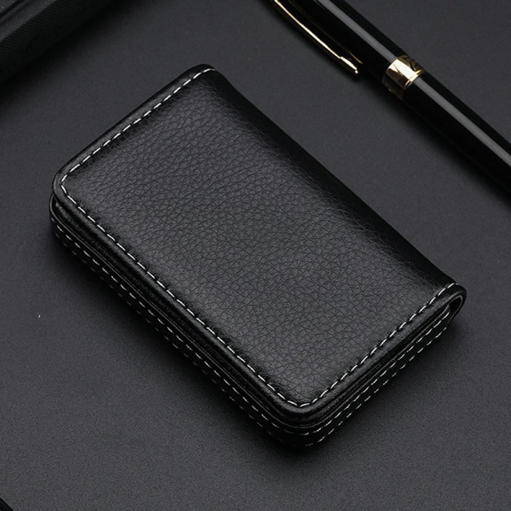 Sized Stitched PU Leather Credit Card Holder Visiting Business Card Case Wallet with Magnetic Shut for Men & Women