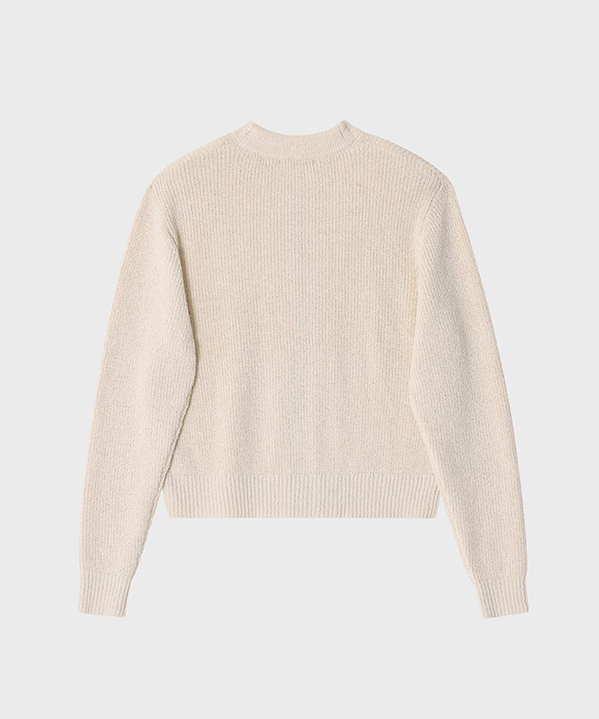NOIRER Boucle Zip-Up Cardigan (Ivory)