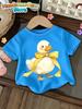 Cute Bow Duck Print Short-Sleeved T-Shirt for Girls Soft Round Neck Top Fashion Loose Summer Gift for Girls Casual Girl Clothes