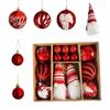 Christmas Ornaments Set with Faceless Santa Hanging Decor, Painted and Flocked Tree Balls, Box