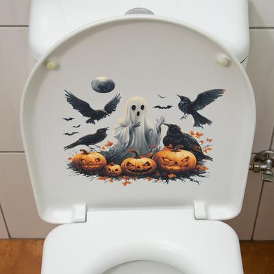 Halloween Ghost Pumpkin Crow Bathroom Toilet Stickers for Beautification and Decoration