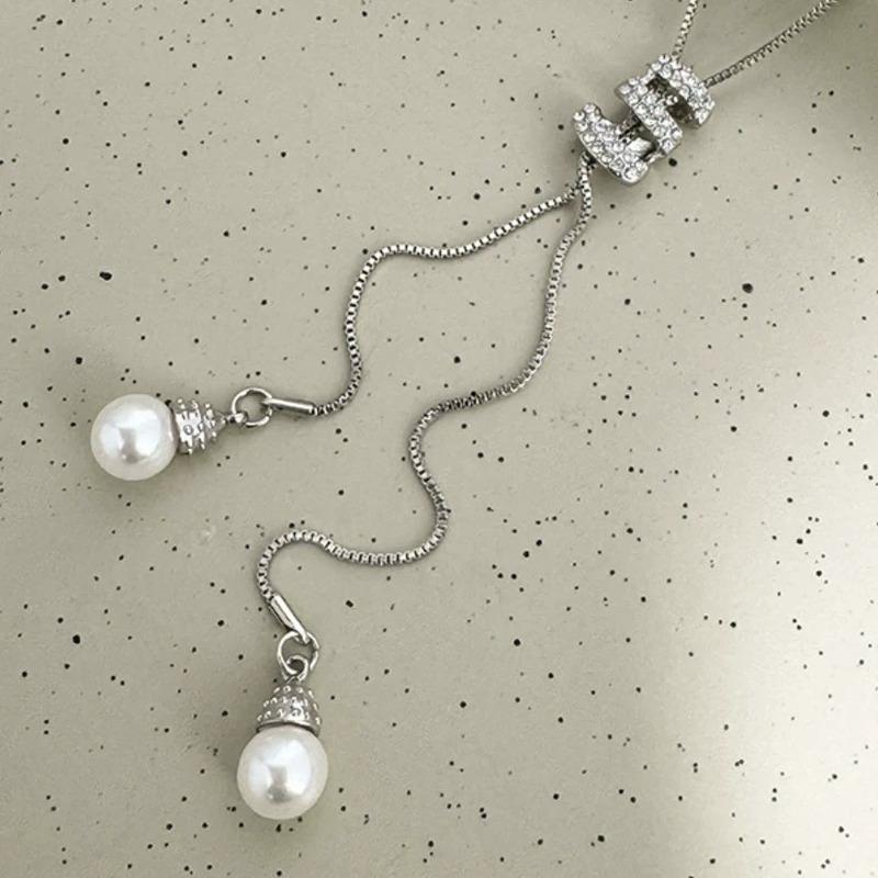 New Classic Simple Pearl Spiral Pendant Long Necklace Tassel Sweater Chain For Women Exquisite Jewelry Accessories Gifts