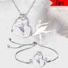 Colorful Crystal Ballerina Heart Jewelry Hollow Dancer Pendant Necklace Adjustable Bracelet 2Pcs Ballet Girl Gift Jewelry Kit