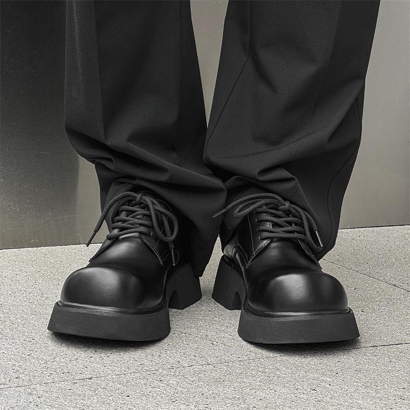 Big Head Upturned Head Leather Shoes Men's Platform Heightening Japanese Ins Versatile Commuter Derby Shoes Niche Casual Shoes 9544-J
