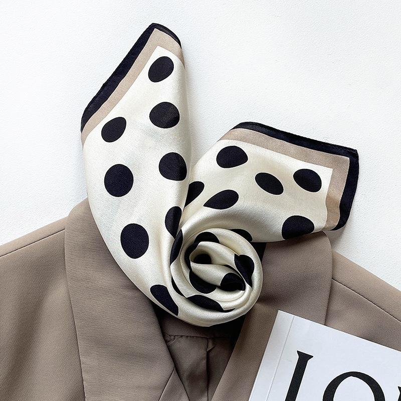 

women scarf summer 100% silk scarves shawls lady wraps dot pashimina female Echarpe bandana Square Kerchief Headband Hijab 53x53cm