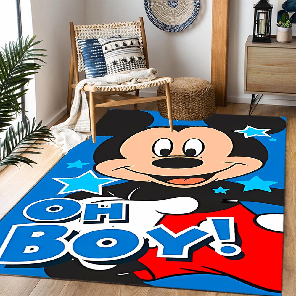 Mickey Mouse Adventure Disney Cartoon Theme Anti-Slip Rug - Polyester, Home Decor, Suitable for Bedrooms, Living Rooms, Doorways, and Studios