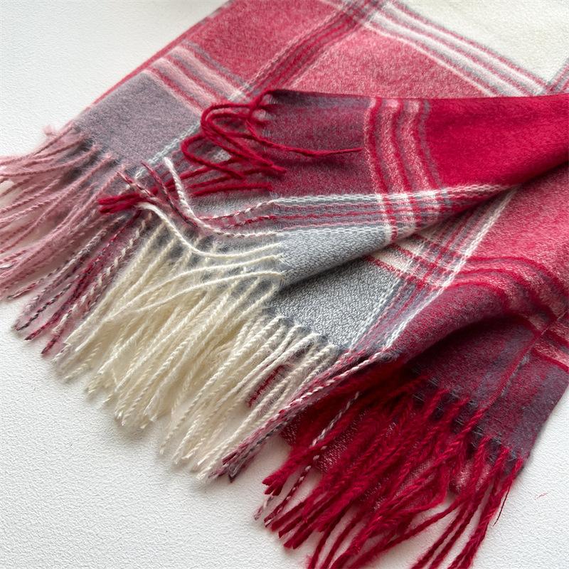 Sciarpa Scozzese Accogliente da Donna - Ispirata al Vintage, Imitazione Cashmere, Scialle Caldo e Antivento per Autunno Inverno