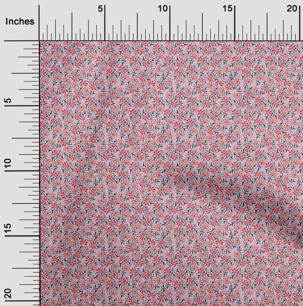 oneOone Cotton Flex Fabric Floral Block Print Fabric BTY 40 Inch Wide
