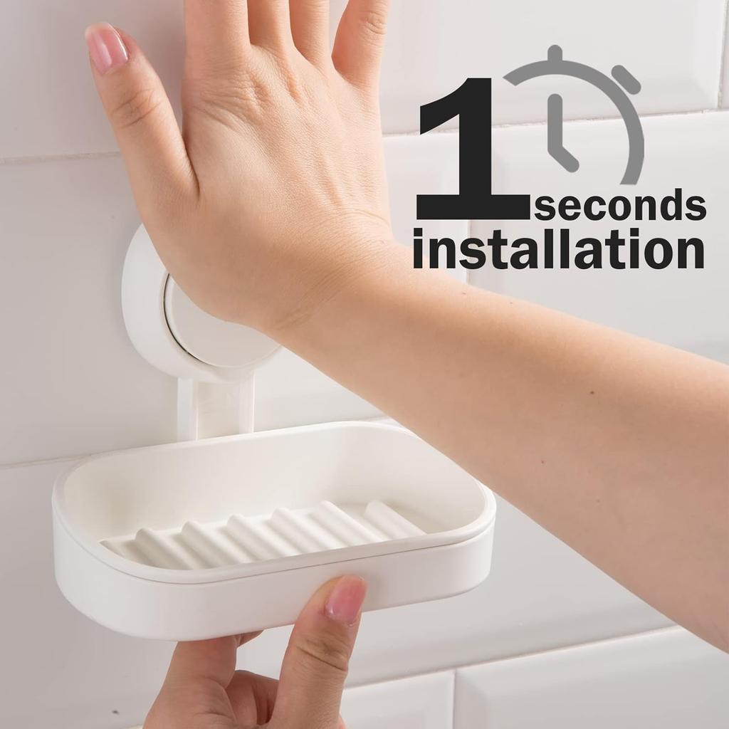 Seifenhalter für Dusche Saugknopf Wandmontiert Selbstentwässernd KEIN Bohren Abnehmbarer Seifenschwammhalter für Badezimmer Badewanne Ki