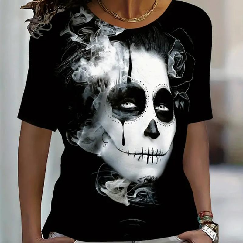 

Модная женская футболка с принтом тыквы и джокера на Хэллоуин, забавная повседневная футболка с круглым вырезом и короткими рукавами, летняя женская футболка 8XL чёрный