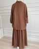 2024 New Women's Casual Muslim Long Sleeve Shirt & Midi Skirt Set for Spring and Autumn