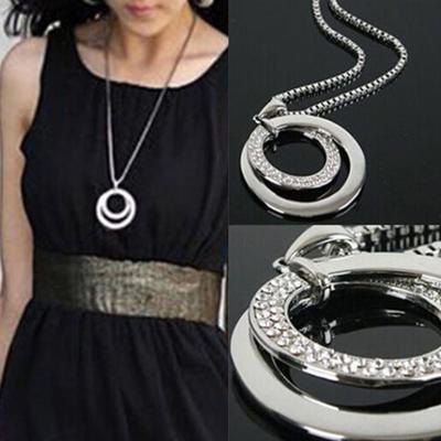 Lange Kette Damen Mode Kristall Strass Anhänger Halskette Geschenk