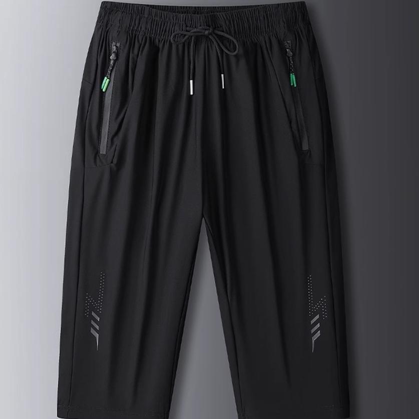 Summer  Jogging Pants Men Casual Pants Ice Silk Thin Solid Color Cropped Pants Fashion Hip Hop Street Sweatpants Loose Trousers