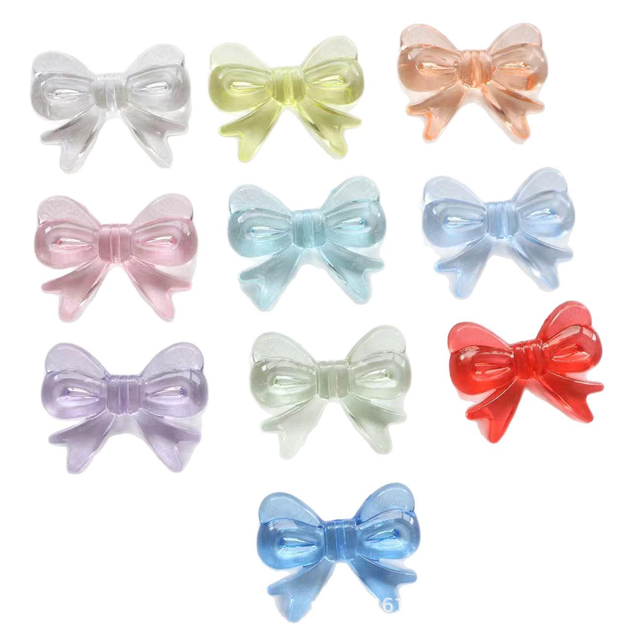 Colorful Transparent Princess Bow Knot Bead DIY Phone & Bracelet Chain Transparent Large Bow Tie прозрачный белый