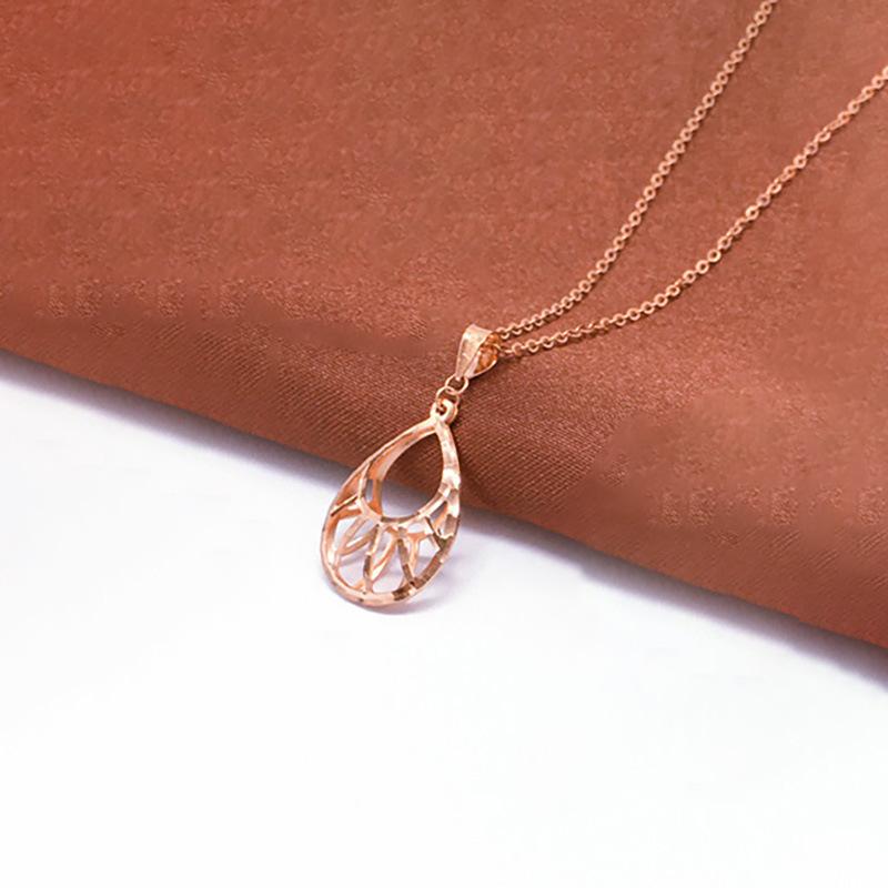 Exquisite Russian Purple Gold Car Flower Water Drop Shape Exquisite Delicate Delicate Rose Gold Plated Color Gold Peach Heart Pendant Necklace Women (single pendant)
