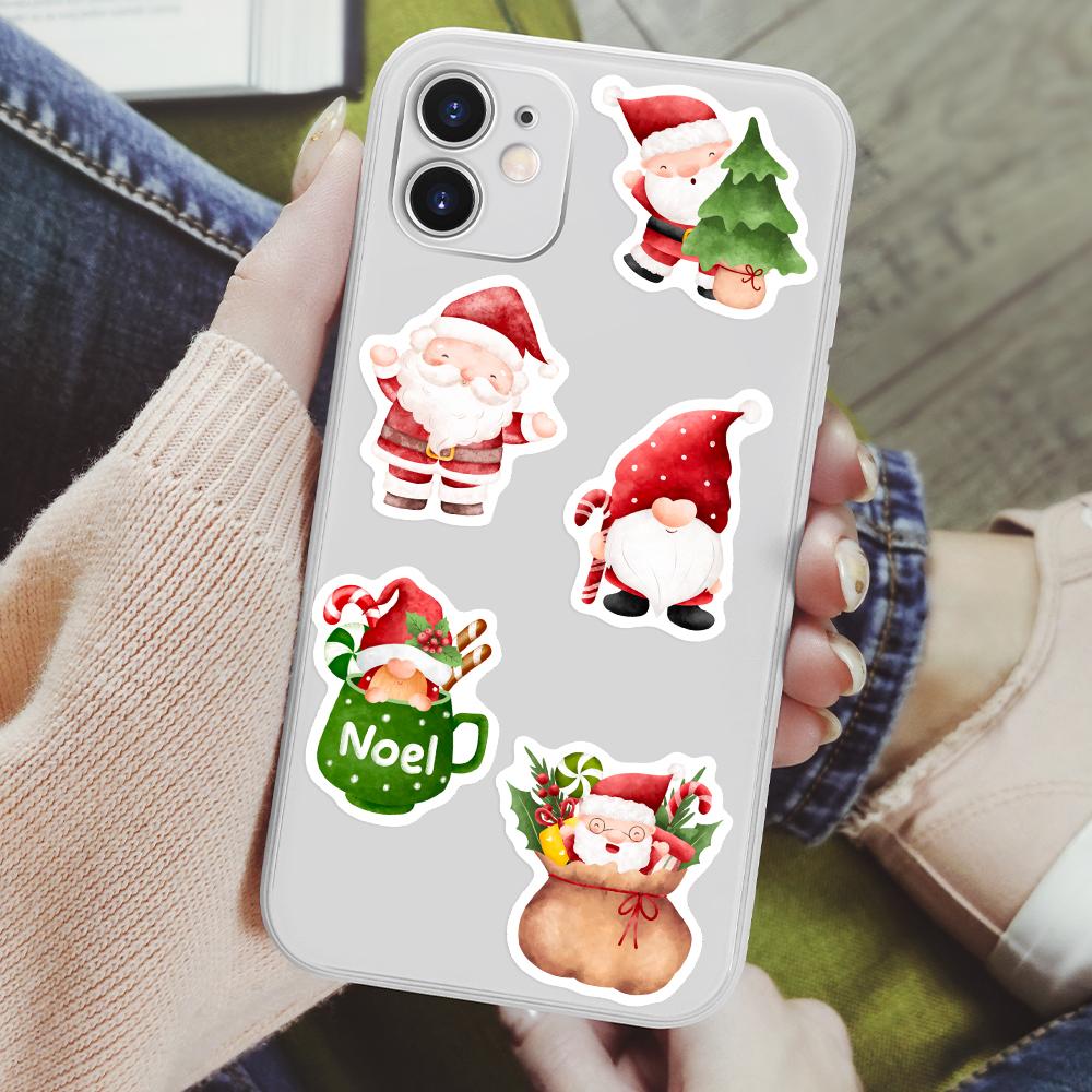 Cartoon Christmas Santa Claus Elf Gnome Stickers for DIY Crafts Kids Toys Waterproof Decal Luggage Freezer Box Bottle Decorative