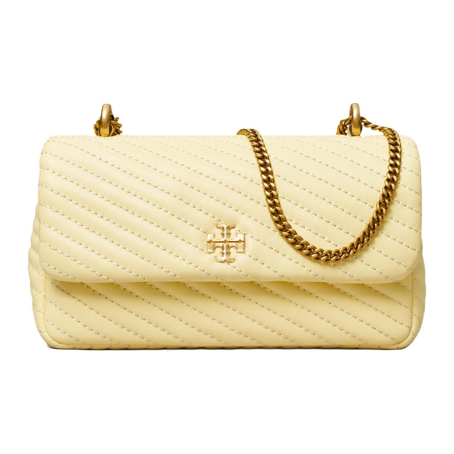 

Tory Burch Kira Flap With Magnetic Snap Nappa Leather Mini Shoulder Crossbody Bag Women bags Lemon 158705-701 Basic Set (Bag+Dust Bag)