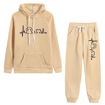 Jogging Tweedelige Set voor Dames Sweatshirt nieuw Dames Trainingspak met Capuchon Mode Pak Casual Comfortabel Kwaliteit Dagelijks Trekkoord