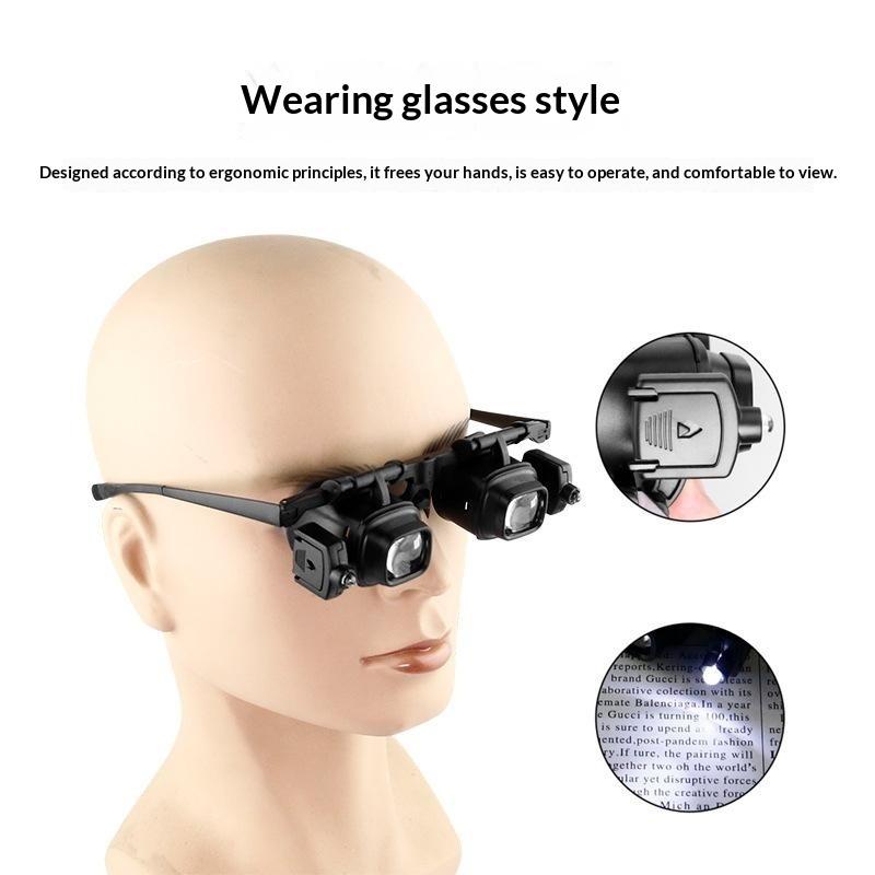 2X/6X/8X/12X/24X Head Mount Magnifier Headband Magnifying Glass Watch Jeweler Repair Magnifier Led Lights Loupe Microscope