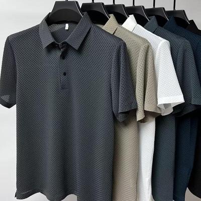 Men's Ice Silk Mesh Polo Shirt - Short-Sleeved, Lightweight, Summer Top with Shirt Collar