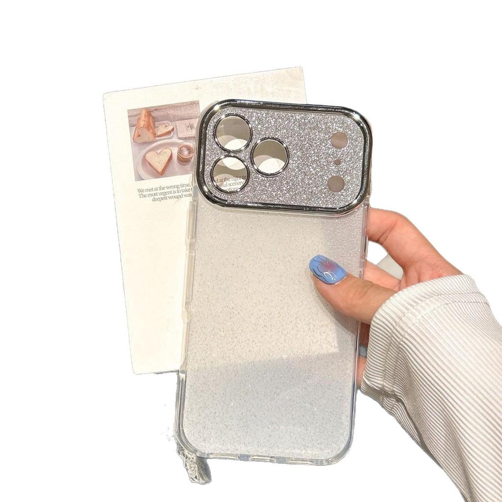 Compatible with Apple: Luxury Glitter Acrylic Phone Case for iPhone 16/17 Pro Max. Electroplated Lens with Large Window.