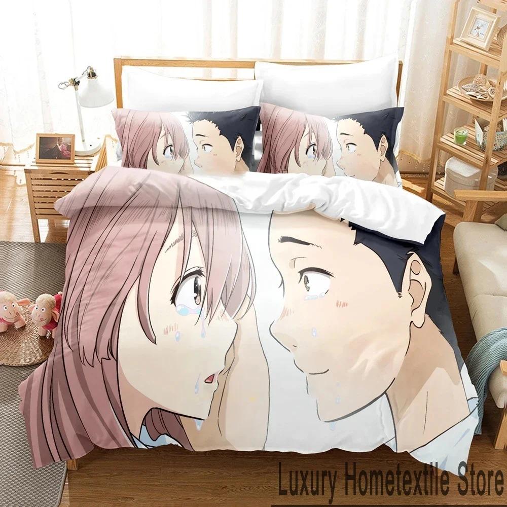 Anime A Silent Voice The Shape of Voice Bedding Set Duvet Cover Bed Set Quilt Cover Pillowcase Comforter King Queen Size