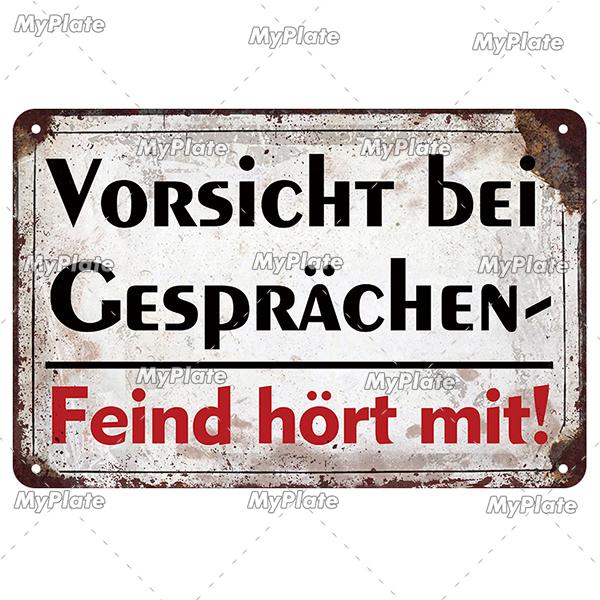 [MyPlate] German Vintage Vorsicsht Warning Metal Sign Plate Tin Sign Wall Decor For Bar Home Plaque Decoration Man Cave Poster