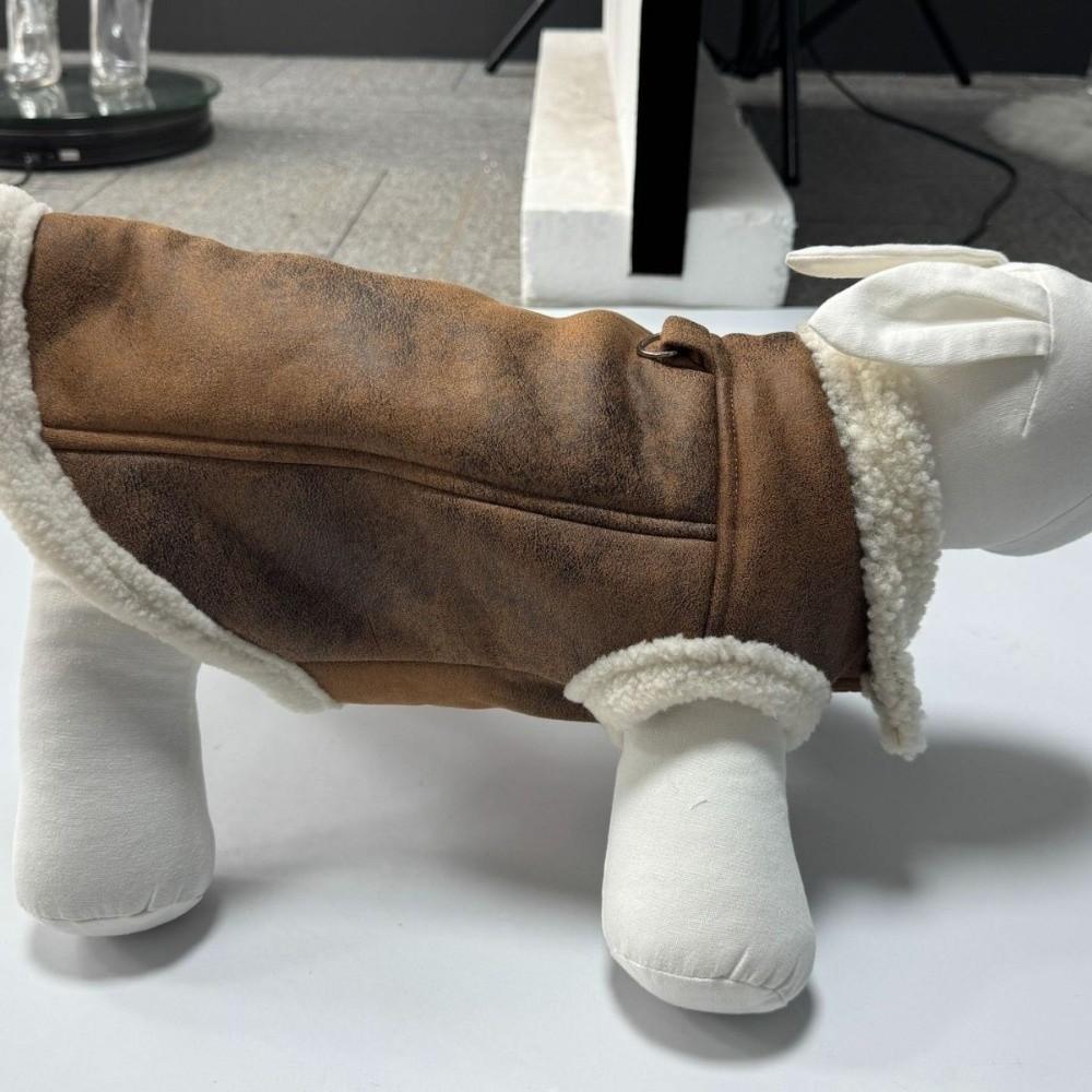 Velvet Leather Pet Padded Vest Solid-Colour Pet Winter Jacket Small Dog Coat Indoor Wear