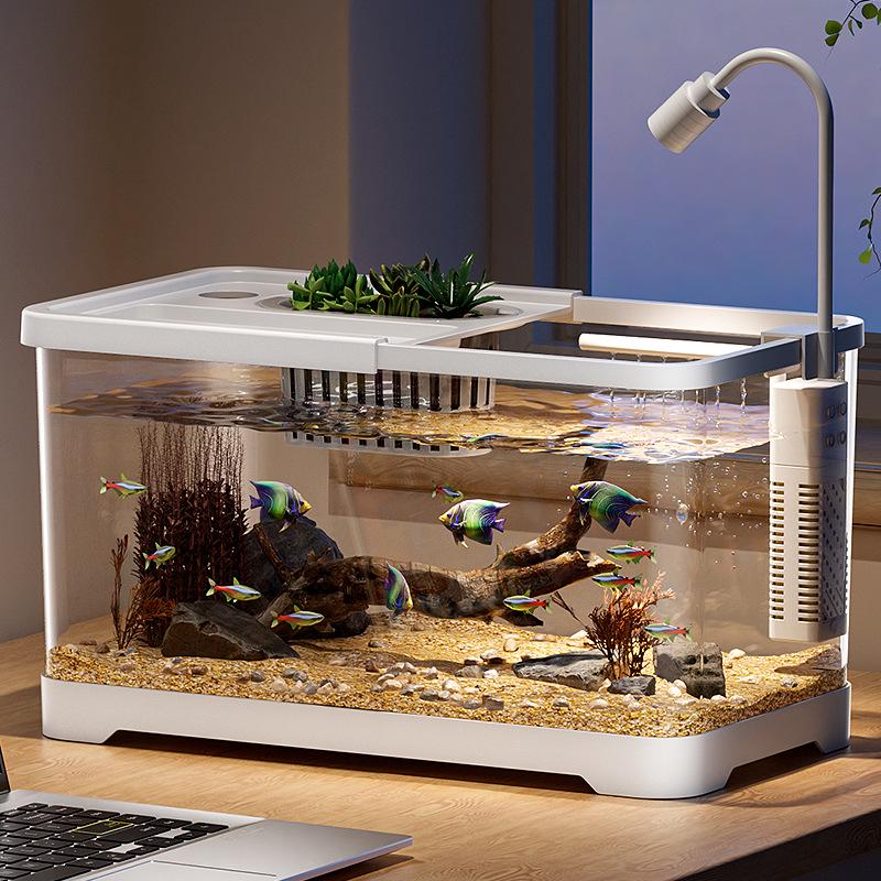 Acuario de Peces Betta de Alta Definición con Filtro y Oxigenador Integrados para Decoración de Sala de Estar