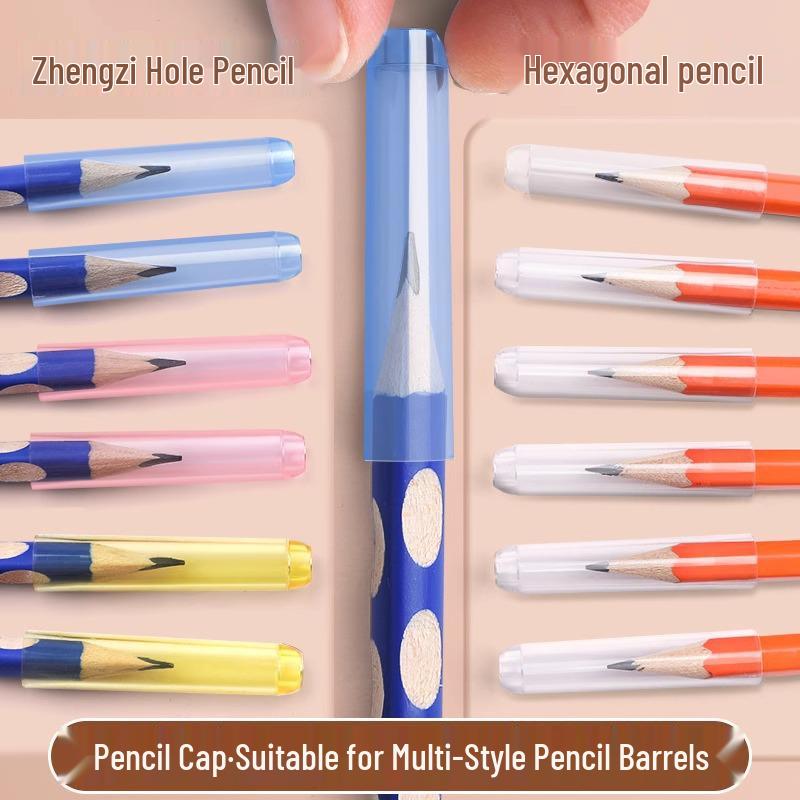 Transparent Triangle Pencil Cap for Students - Universal Nose Protection Cover for Pencils