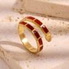 Gold-Plated Snake-Shaped Titanium Steel Adjustable Ring for Women - Retro, Colorfast, European & American Fashion.