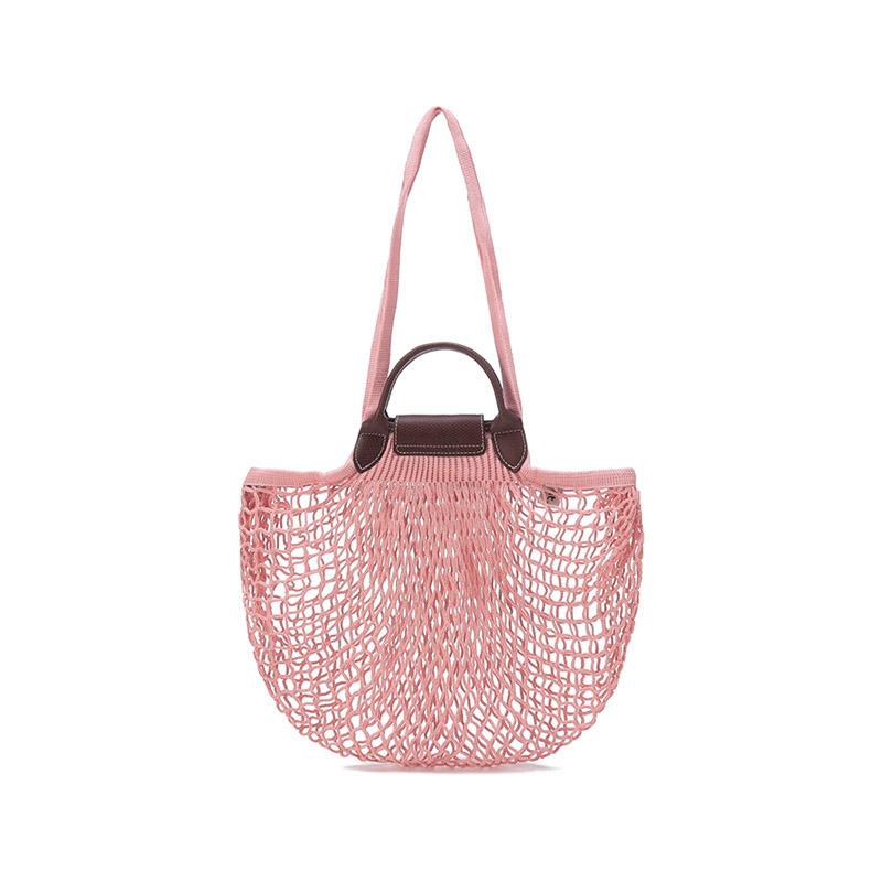 Longchamp Le Pliage Filet 38 Solid Handle Mesh Fabric Tote Bag Large Women Tote Bag Pink 10121HVHP63