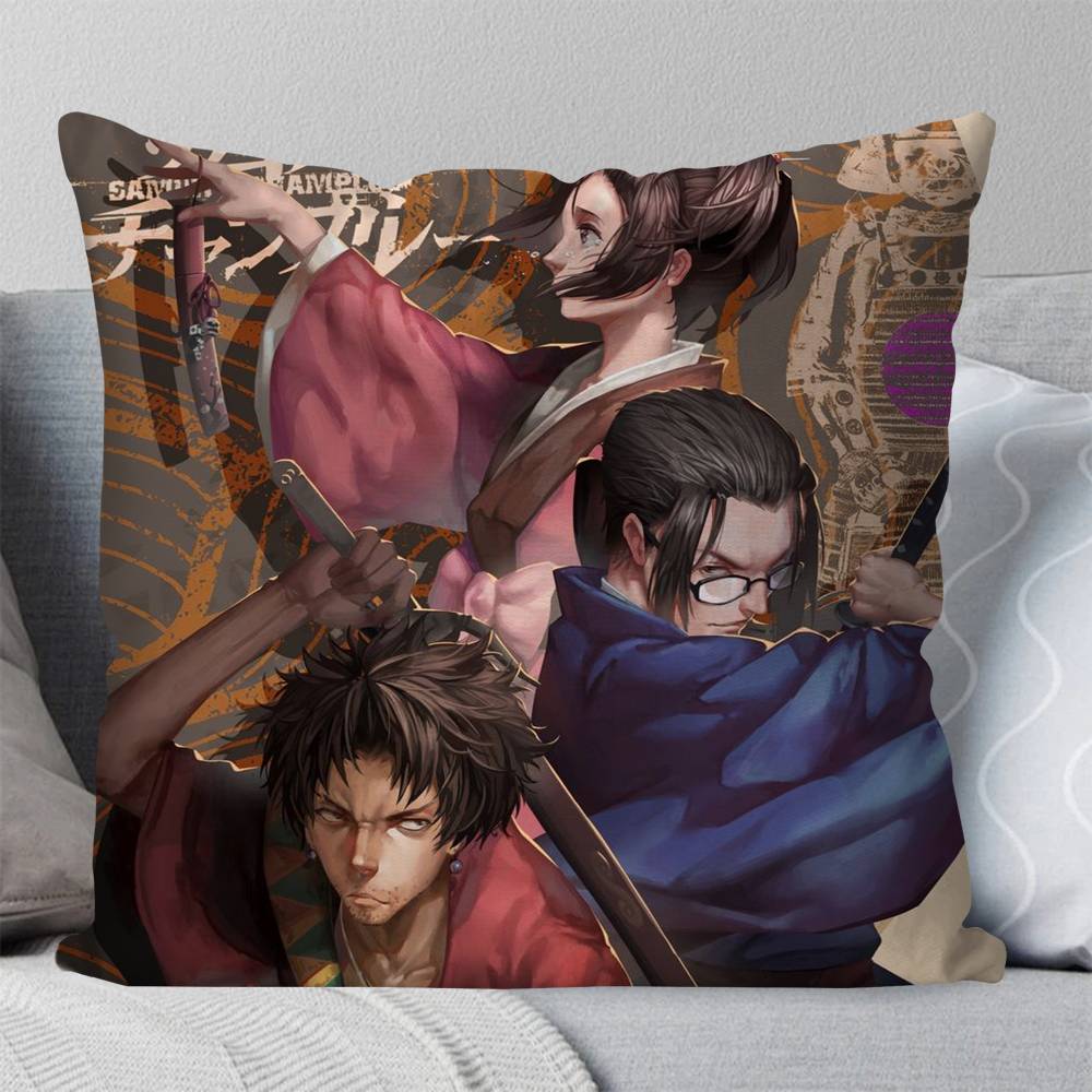 Vintage Samurai Champloo Anime Pillow Case Fashion Square Pillowcase Bedroom Sofa Room Ins Decoration Leisure