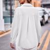 Damen Langarmhemd mit zwei Taschen Übergröße Einfarbig Lässig zum Knöpfen Bluse