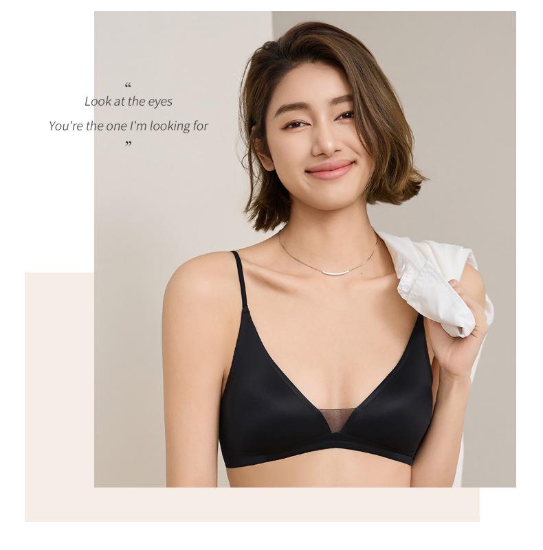 Sommer Ultra-dünne Französische Nahtlose Spitze Dessous mit Dreieckskörbchen & Anti-Hänge Stütz-BH