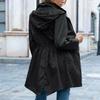 Veste de pluie à rayures solides pour femmes, imperméable à capuche et coupe-vent pour l'extérieur