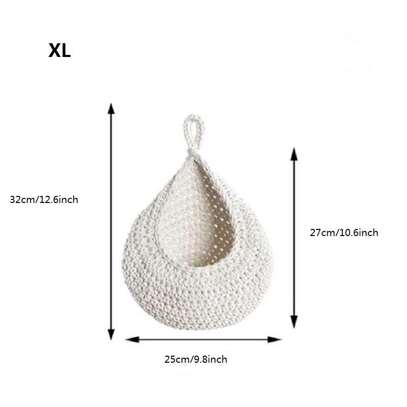 XS-2XL Handwoven Wall Hanging Fruit Vegetable Basket Teardrop Plant Basket Kitchen Table Wall Hanging Storage Basket Container