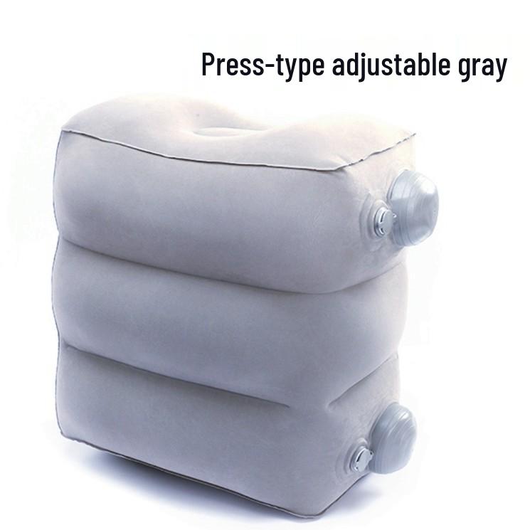 Flocking Press-to-Inflate Travel Footrest: Adjustable Universal Car & Plane Leg Rest