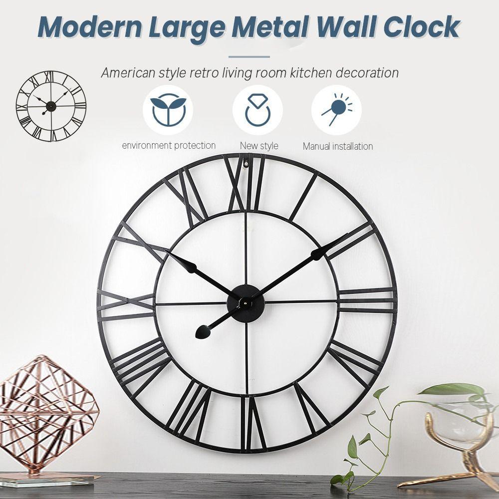 Minimalistyczny Metalowy Żelazny Zegar 40cm Zegar Wiszący Stylowy Zegar z Cyframi Rzymskimi Sypialnia