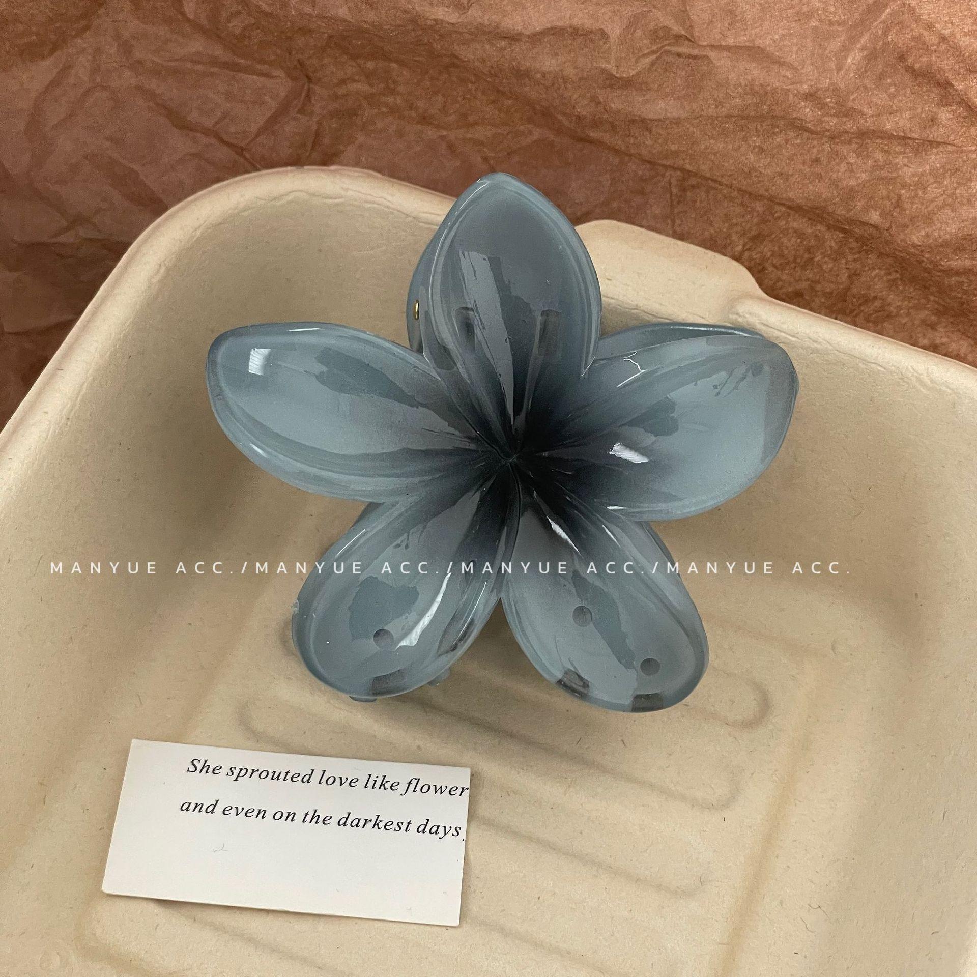 Horquilla de plumeria con degradado para mujer, pinzas para el pelo con forma de frangipani, pinzas para el pelo con forma de cangrejo, pinzas para el pelo con forma de tiburón gris