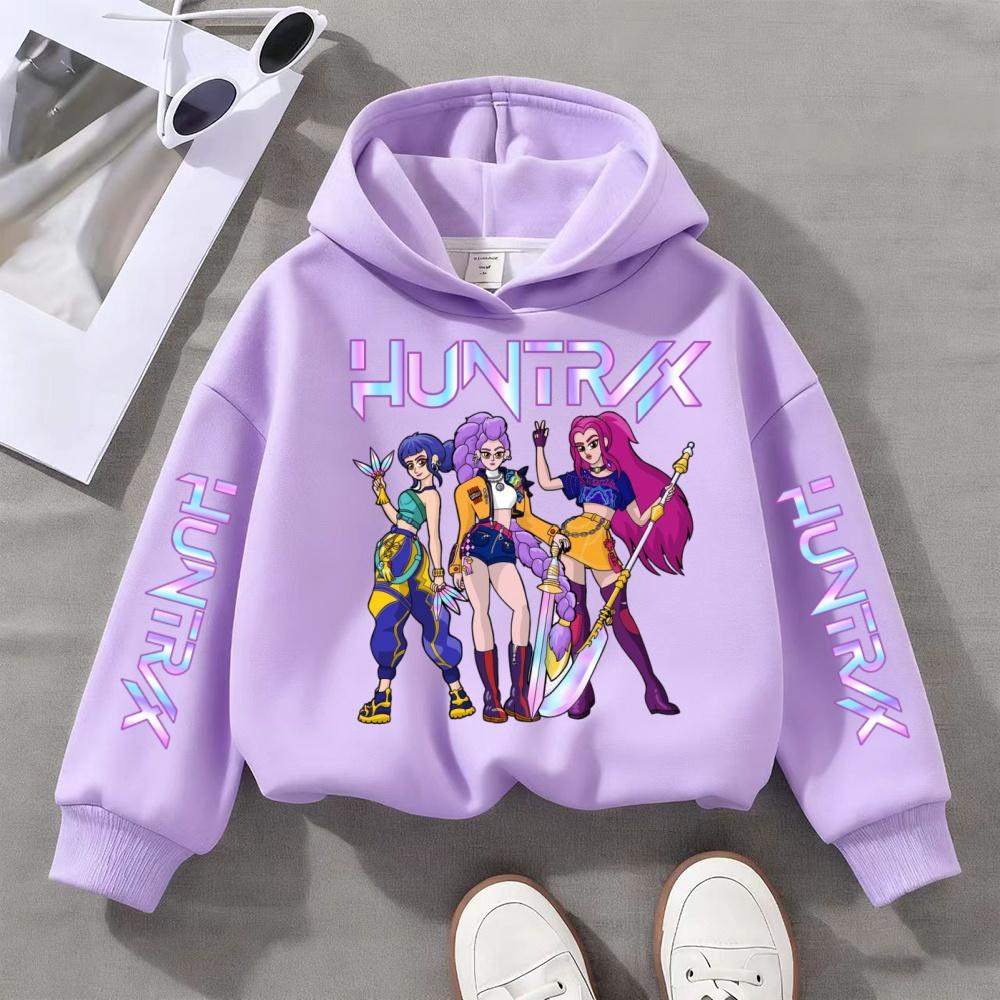 

Детские толстовки и свитшоты K-Pop Demon Hunter Мультяшные детские модные повседневные худи топы 110 фиолетовый