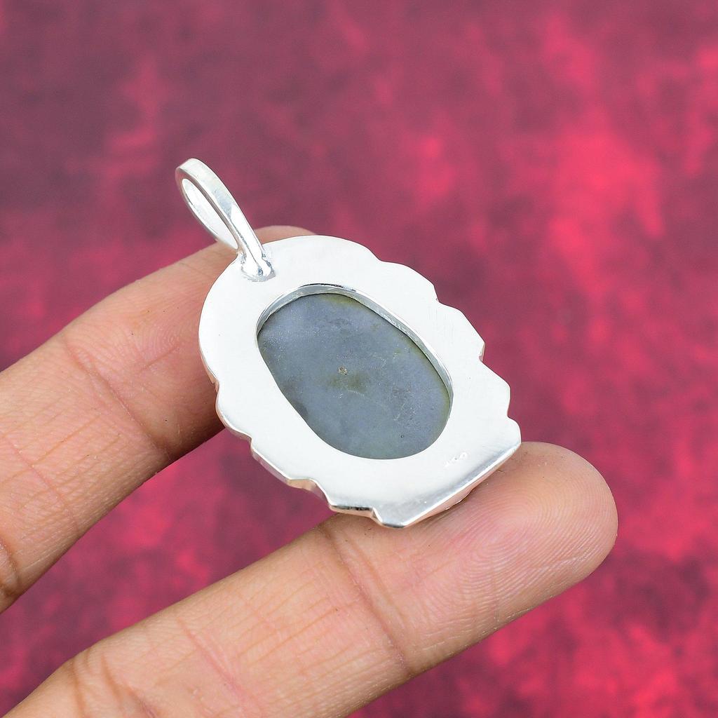 Shungit Hänge, 925 Massivt Sterling Silver Ädelstenssmycken, Handgjort Hänge, För Thanksgiving