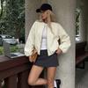 Solid Color Jacket Casual Sports Loose Short Jacket Autumn Stand-Up Collar Zipper Jacket
