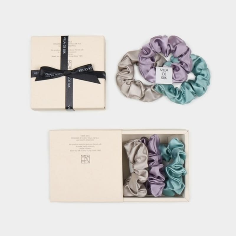 VILLA DE SILK Baby scrunchie 3set (Silver/Purple fog/Teal green)