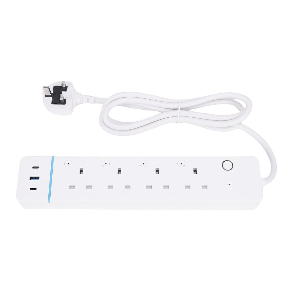 Smart strømskinne for APP WiFi Smartplugg Strømskinne med 4 individuelt kontrollerte uttak og 3 USB-porter for hjemmet